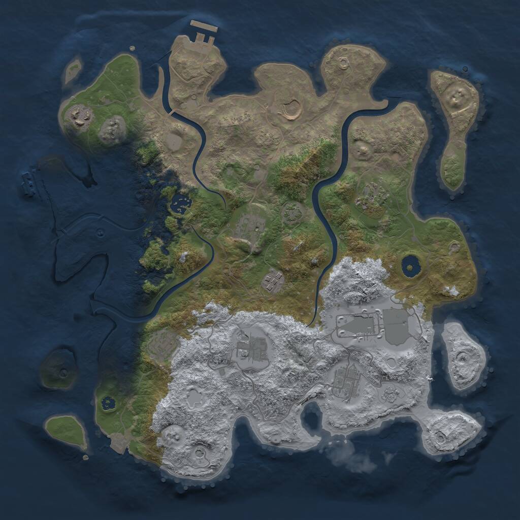 Rust Map: Procedural Map, Size: 3800, Seed: 31122205, 16 Monuments