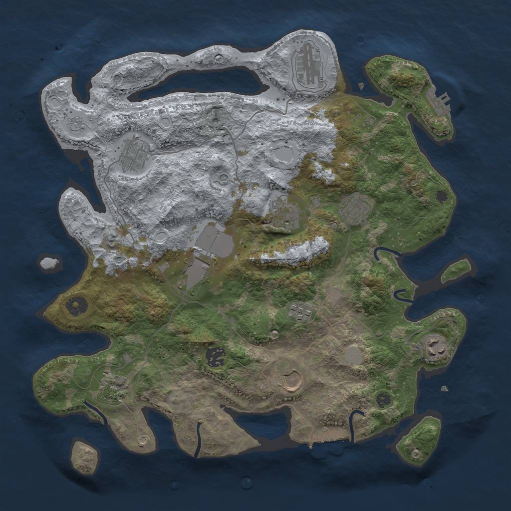 Rust Map: Procedural Map, Size: 3700, Seed: 296536, 19 Monuments