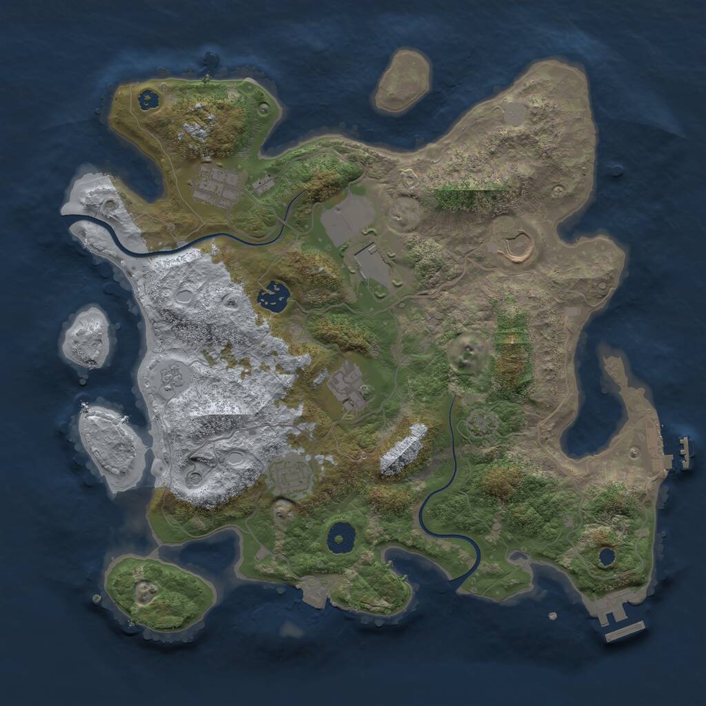 Rust Map: Procedural Map, Size: 3500, Seed: 731912810, 12 Monuments