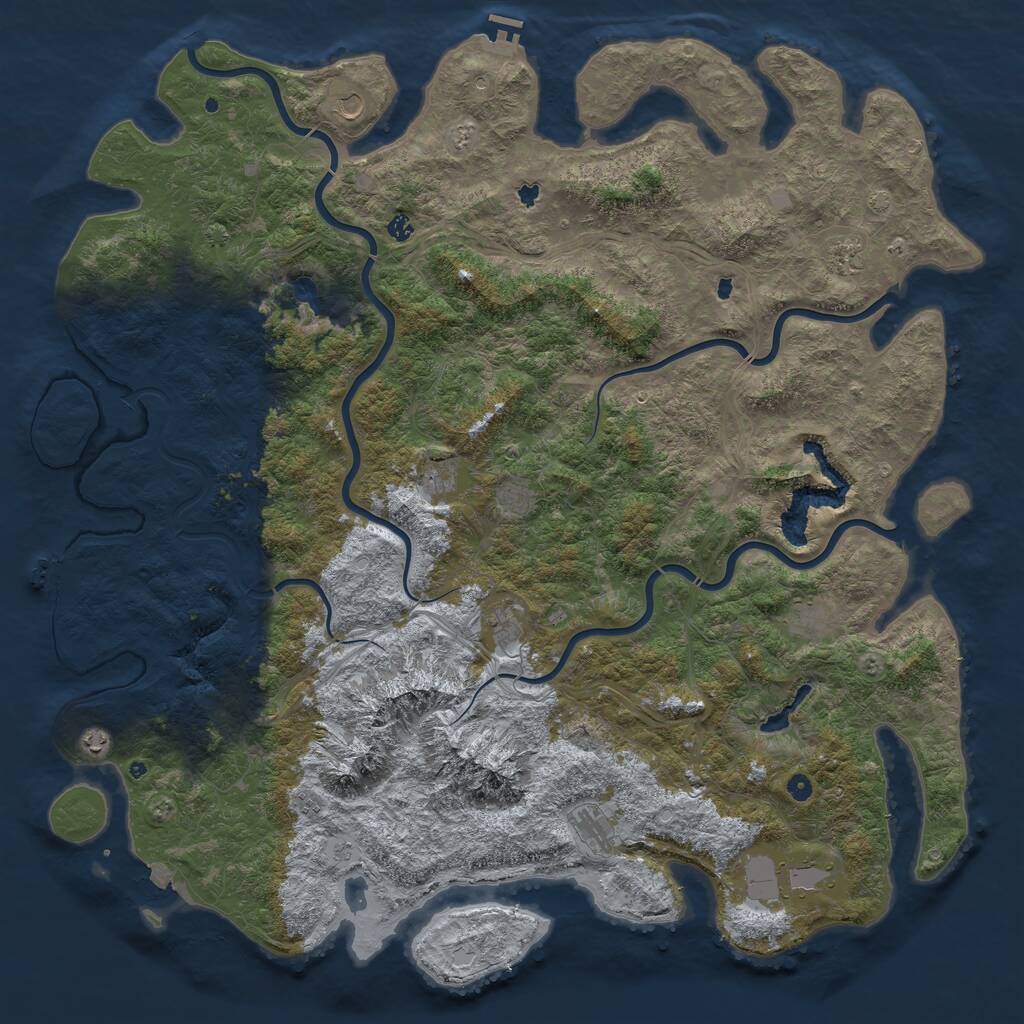 Rust Map: Procedural Map, Size: 6000, Seed: 58320754, 17 Monuments