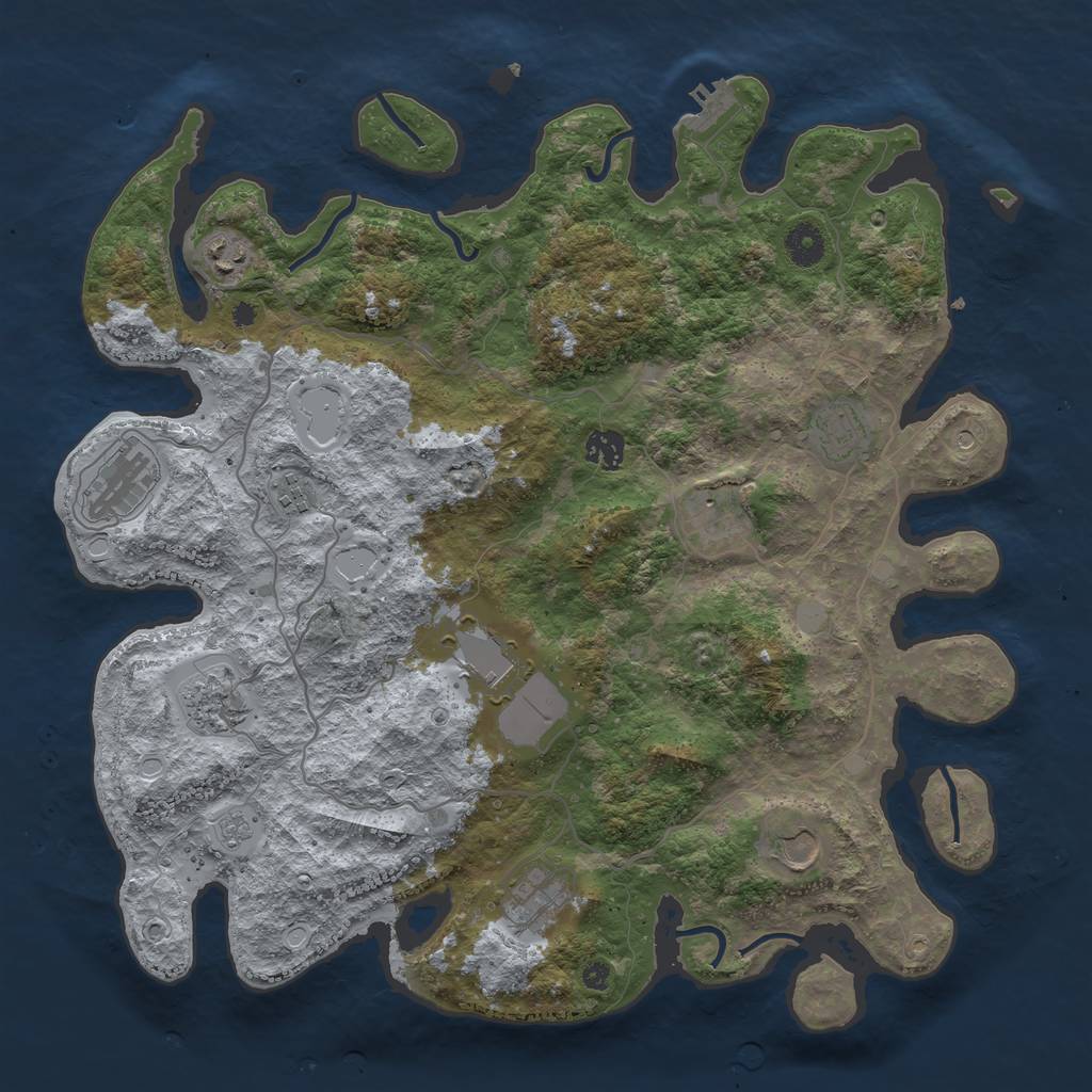 Rust Map: Procedural Map, Size: 4000, Seed: 578611801, 18 Monuments