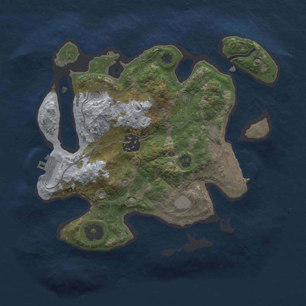 Rust Map: Procedural Map, Size: 2500, Seed: 76337, 9 Monuments