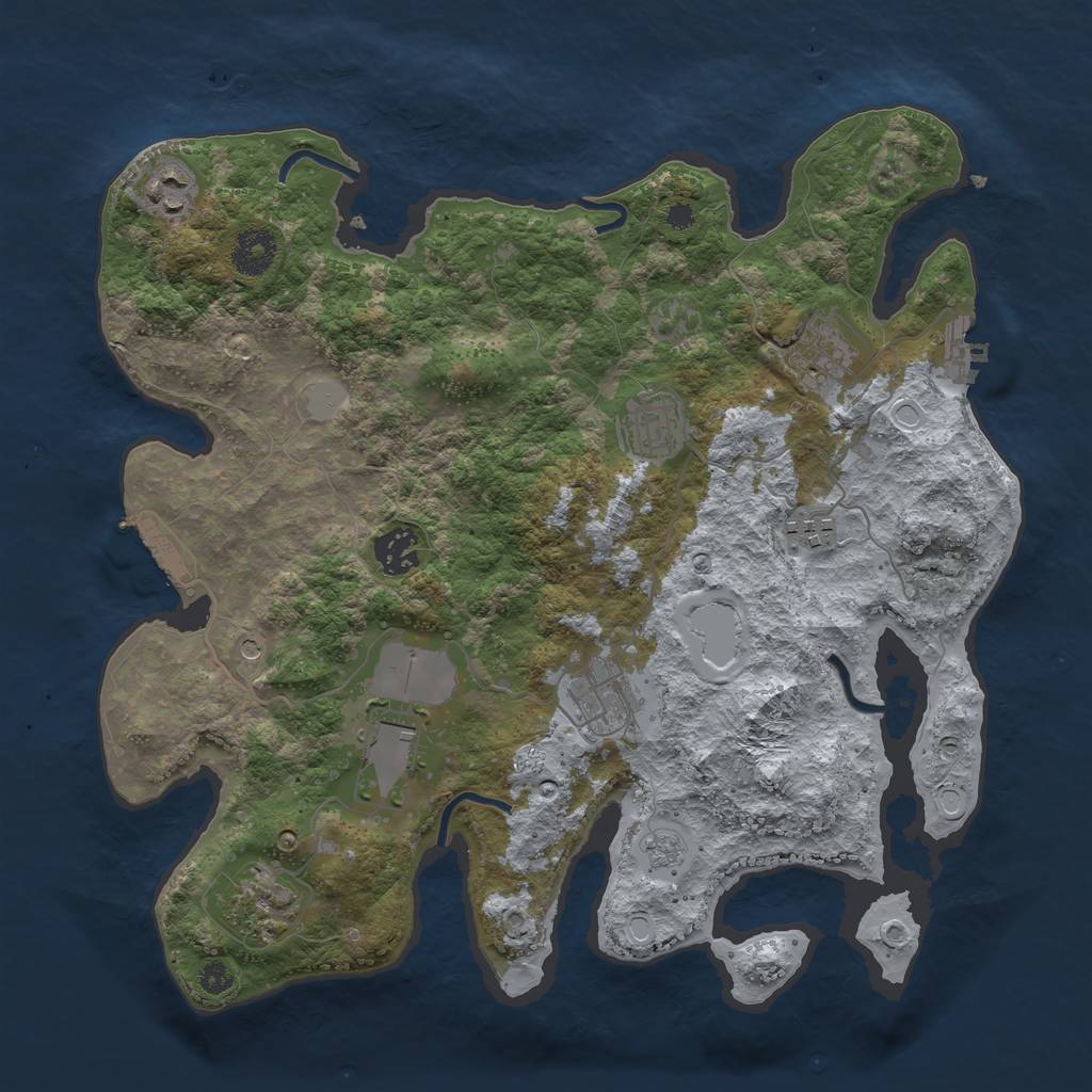 Rust Map: Procedural Map, Size: 3500, Seed: 18596, 17 Monuments