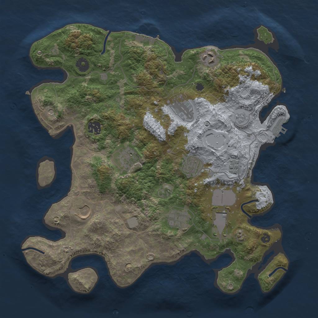 Rust Map: Procedural Map, Size: 3500, Seed: 134505919, 18 Monuments