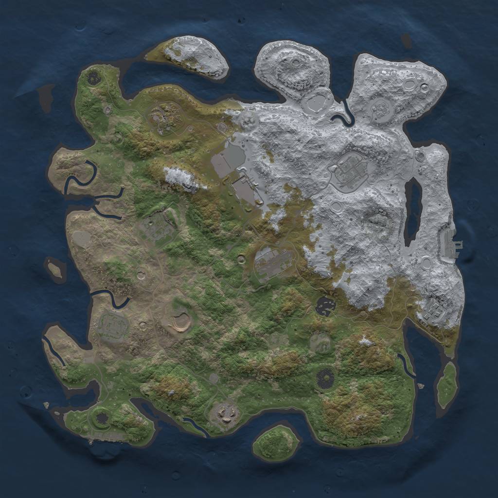 Rust Map: Procedural Map, Size: 3840, Seed: 42069, 19 Monuments
