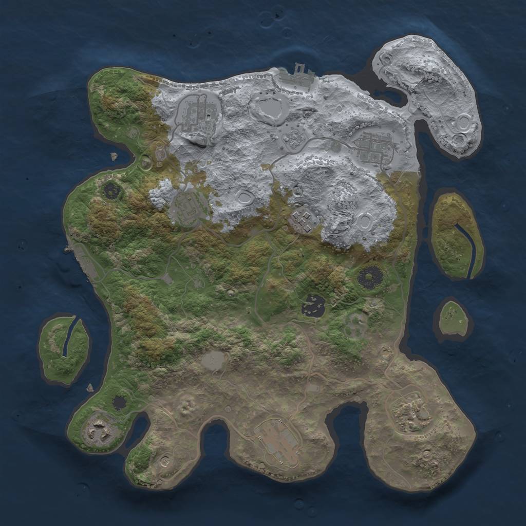 Rust Map: Procedural Map, Size: 3300, Seed: 651880938, 17 Monuments