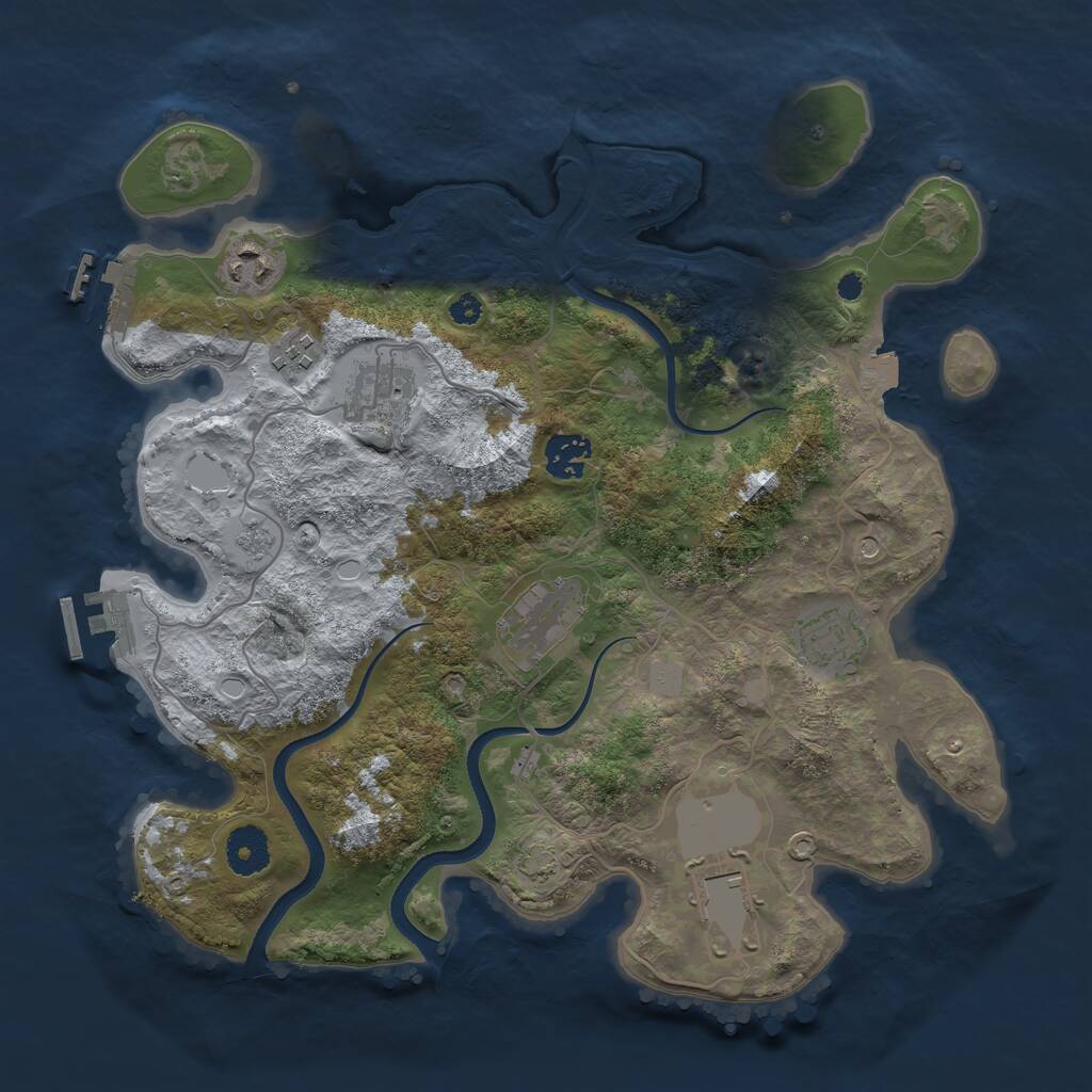 Rust Map: Procedural Map, Size: 3500, Seed: 1654031535, 13 Monuments