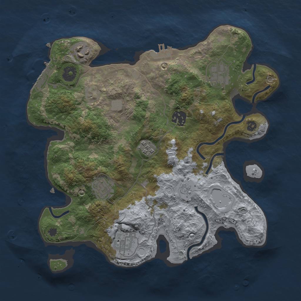 Rust Map: Procedural Map, Size: 3000, Seed: 1623245, 14 Monuments