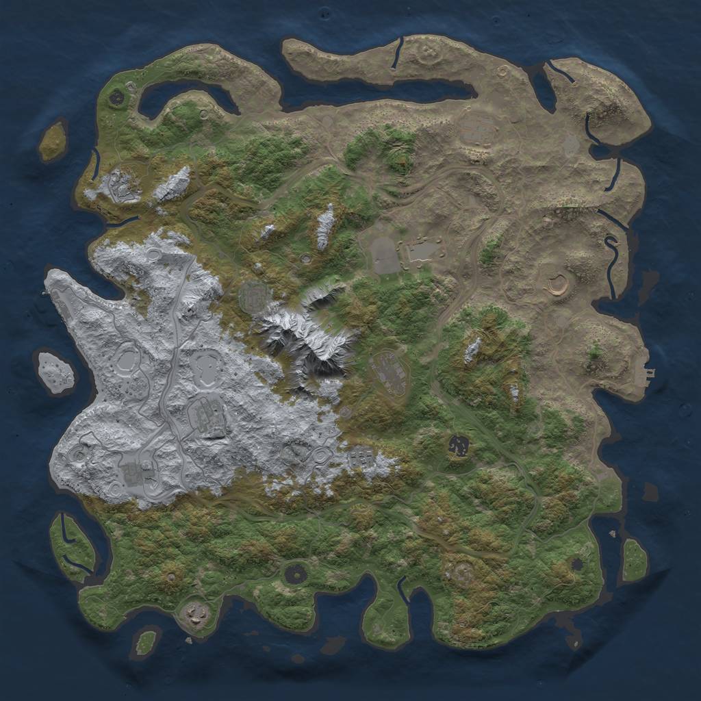 Rust Map: Procedural Map, Size: 5000, Seed: 179164507, 20 Monuments