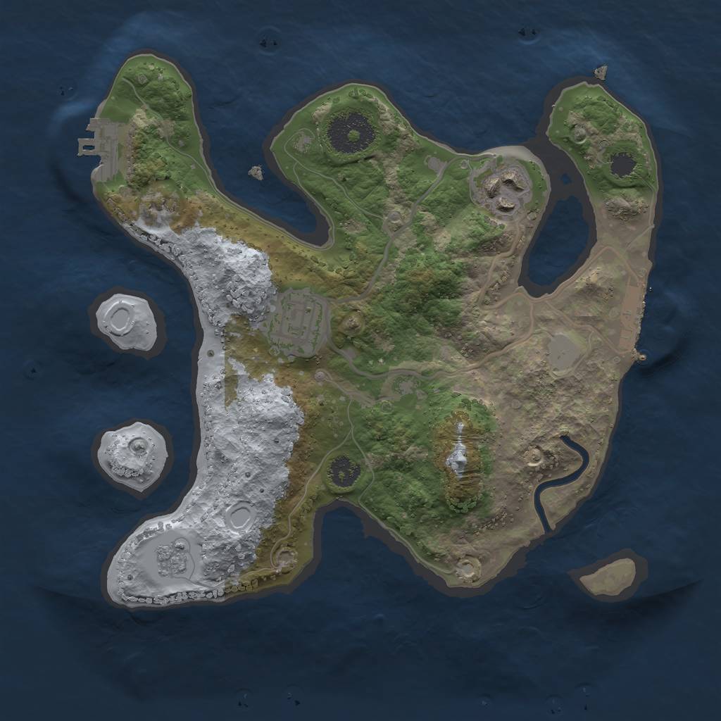 Rust Map: Procedural Map, Size: 2500, Seed: 1398017024, 10 Monuments