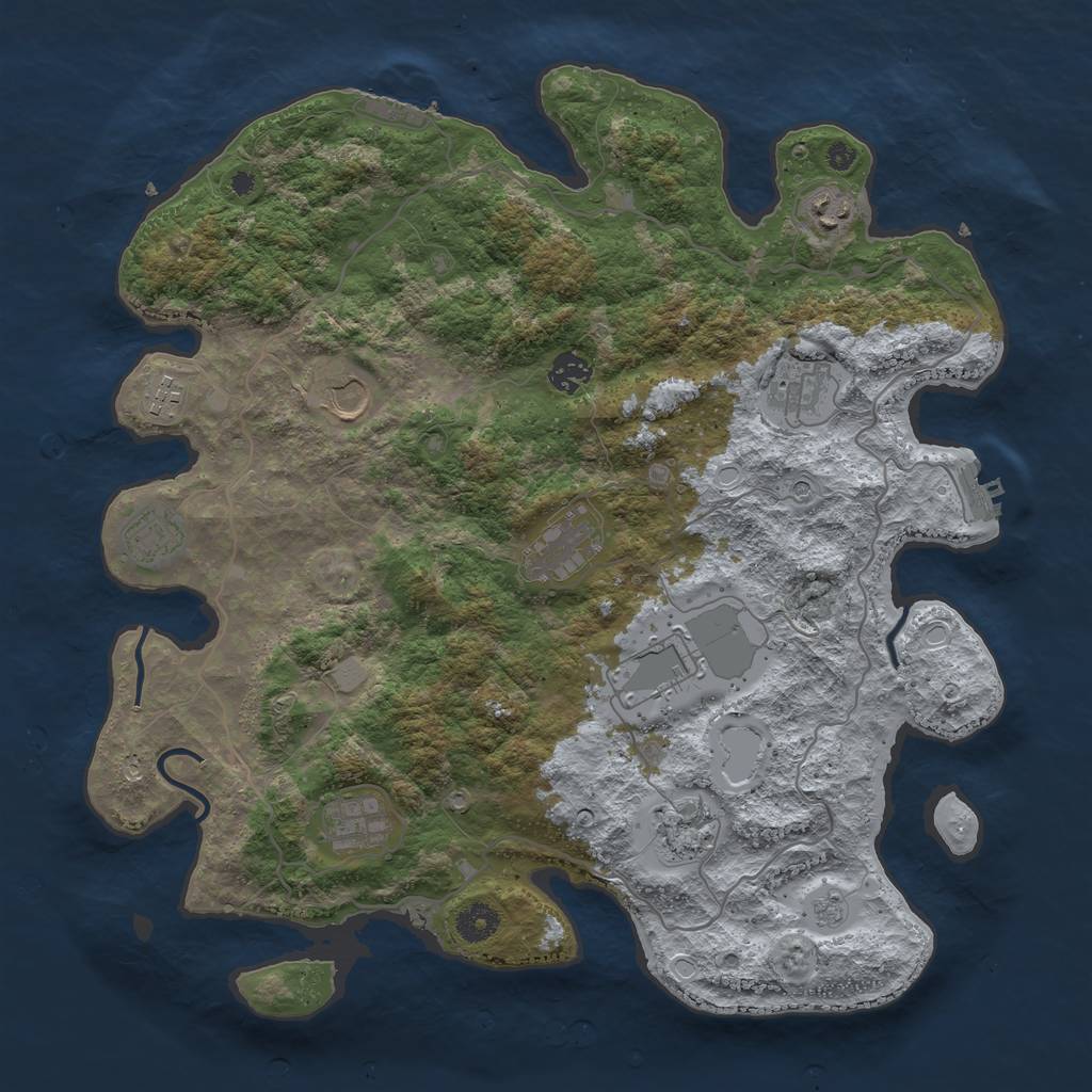 Rust Map: Procedural Map, Size: 4000, Seed: 2476514, 19 Monuments
