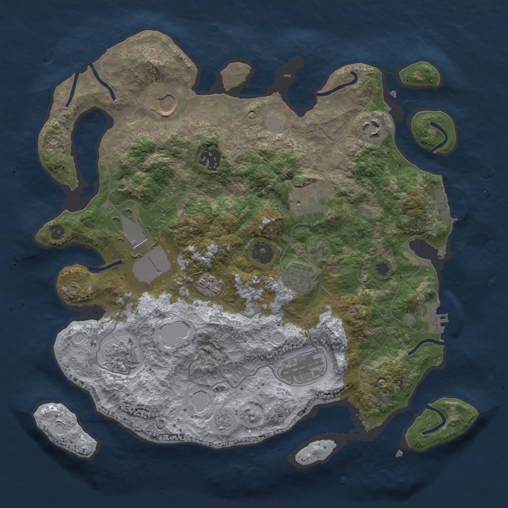 Rust Map: Procedural Map, Size: 3500, Seed: 297595299, 17 Monuments