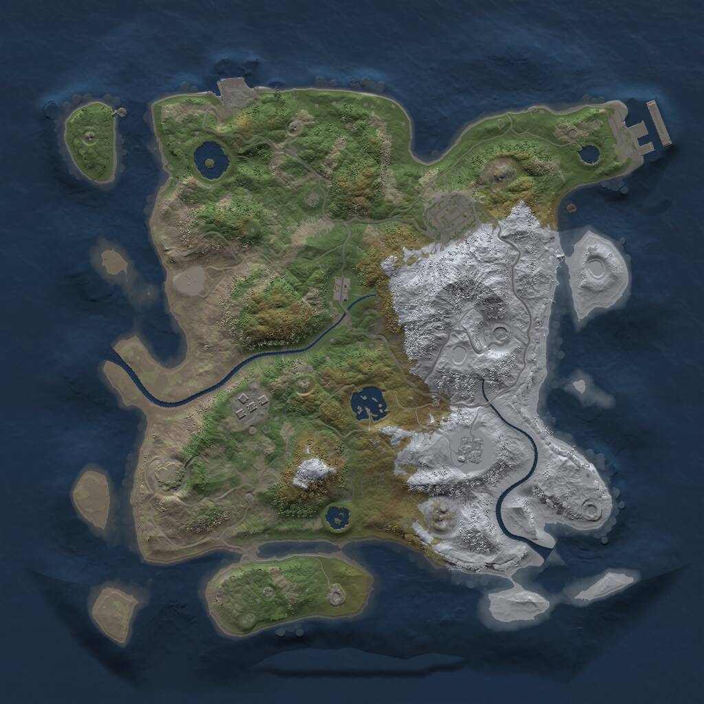 Rust Map: Procedural Map, Size: 3000, Seed: 2536, 8 Monuments