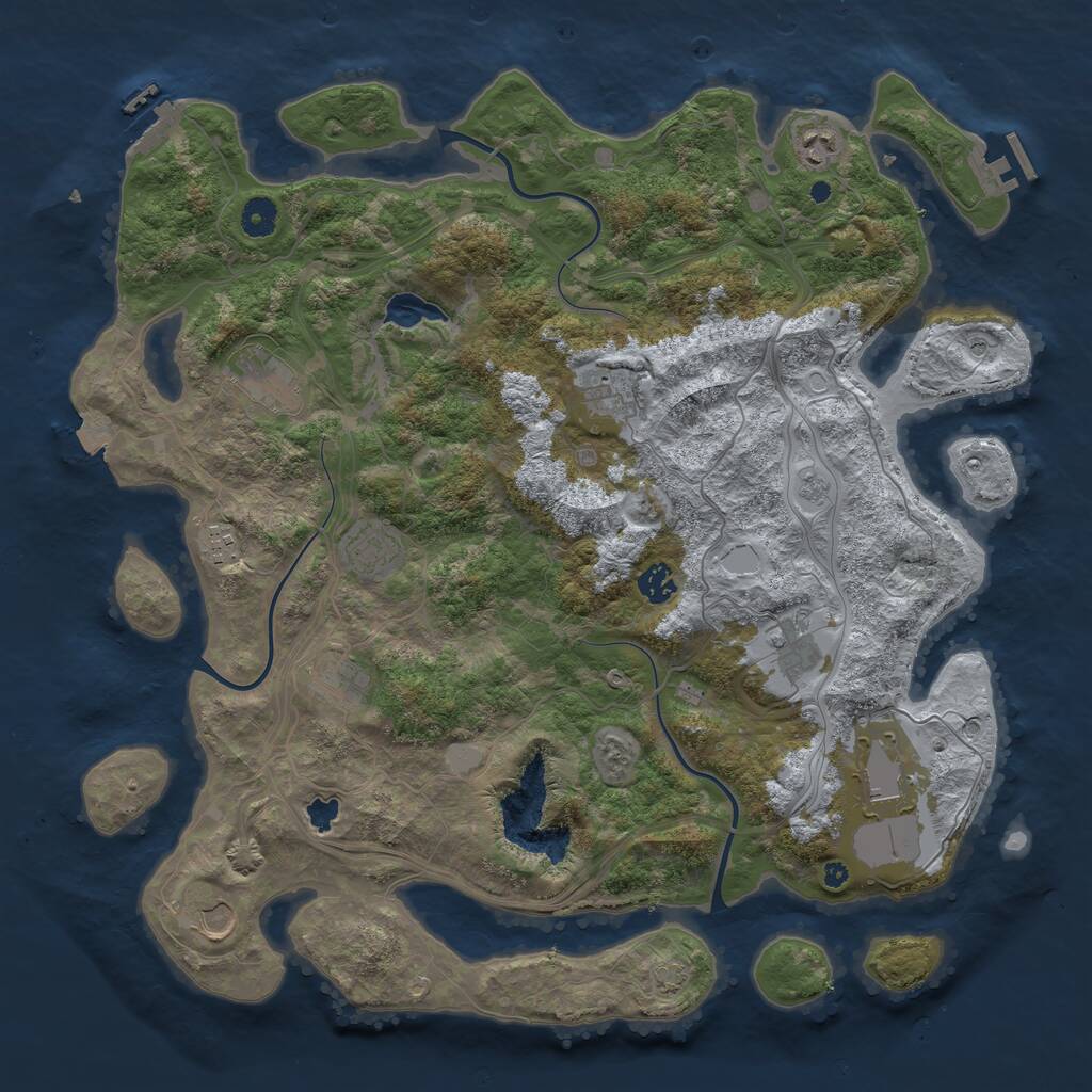 Rust Map: Procedural Map, Size: 4300, Seed: 376978028, 16 Monuments
