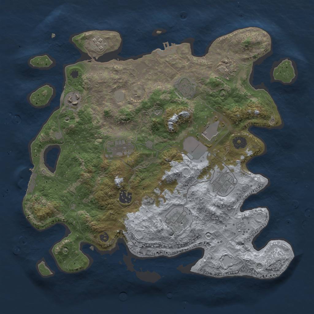Rust Map: Procedural Map, Size: 3500, Seed: 41564, 18 Monuments