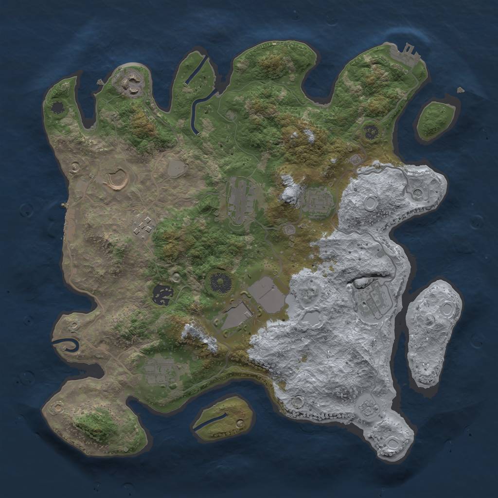 Rust Map: Procedural Map, Size: 3500, Seed: 1499, 18 Monuments