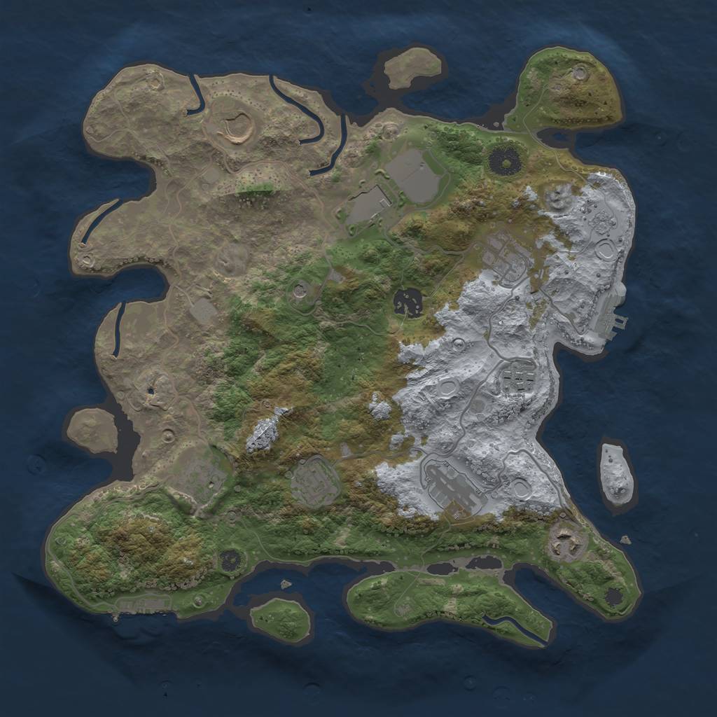 Rust Map: Procedural Map, Size: 3500, Seed: 1333854805, 18 Monuments