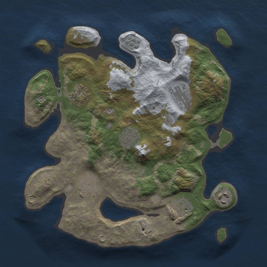 Rust Map: Barren, Size: 3000, Seed: 568385543, 10 Monuments