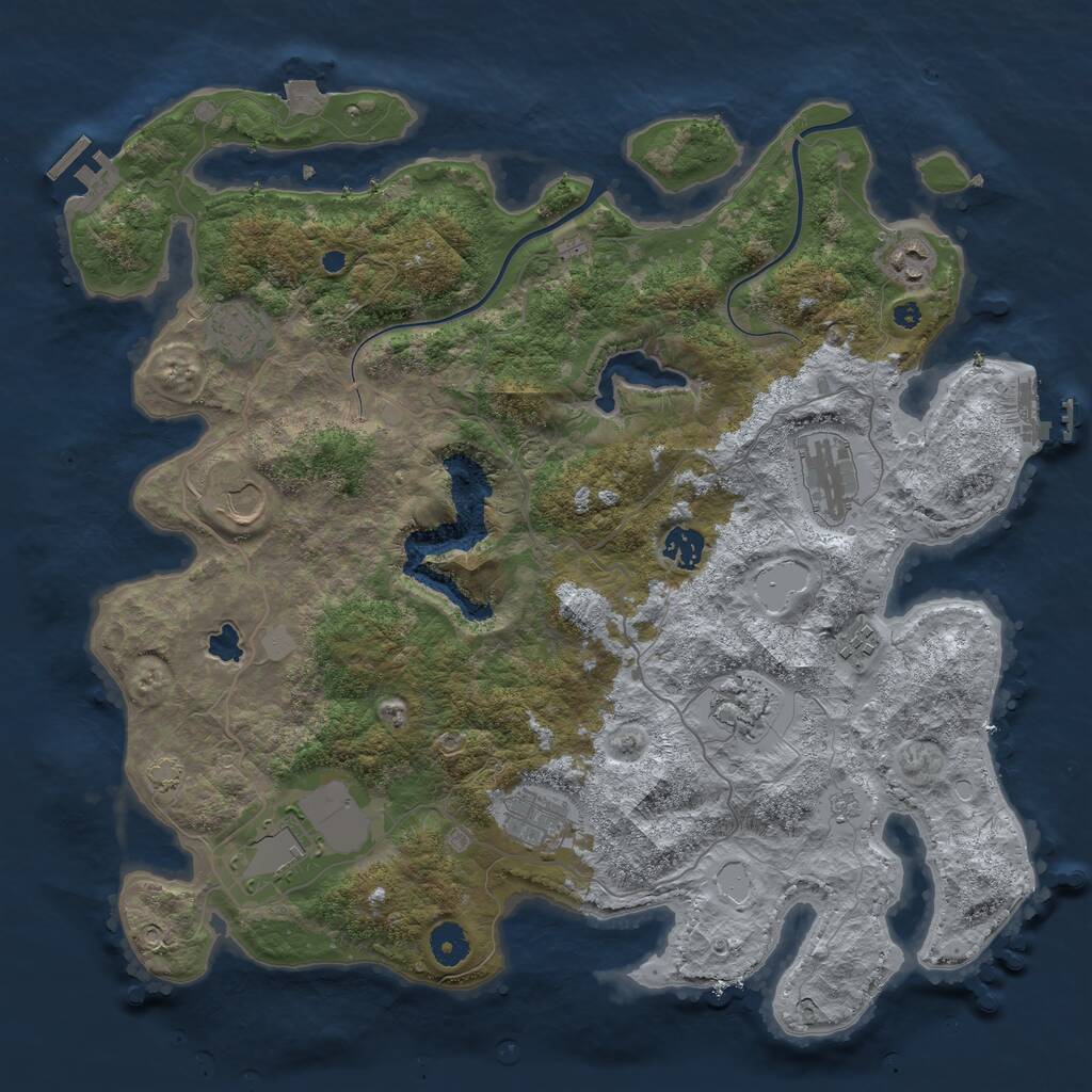 Rust Map: Procedural Map, Size: 4000, Seed: 454382570, 14 Monuments
