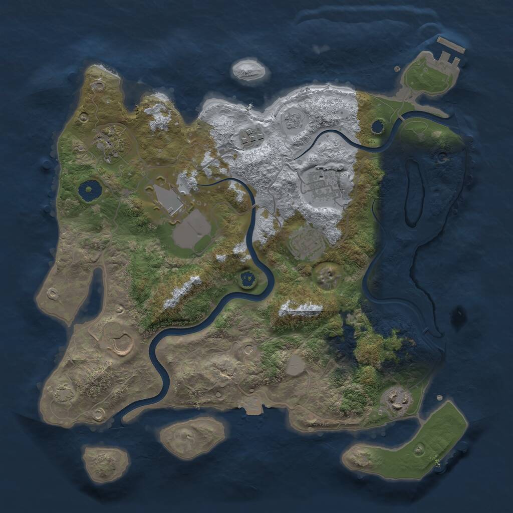 Rust Map: Procedural Map, Size: 3500, Seed: 29232, 12 Monuments