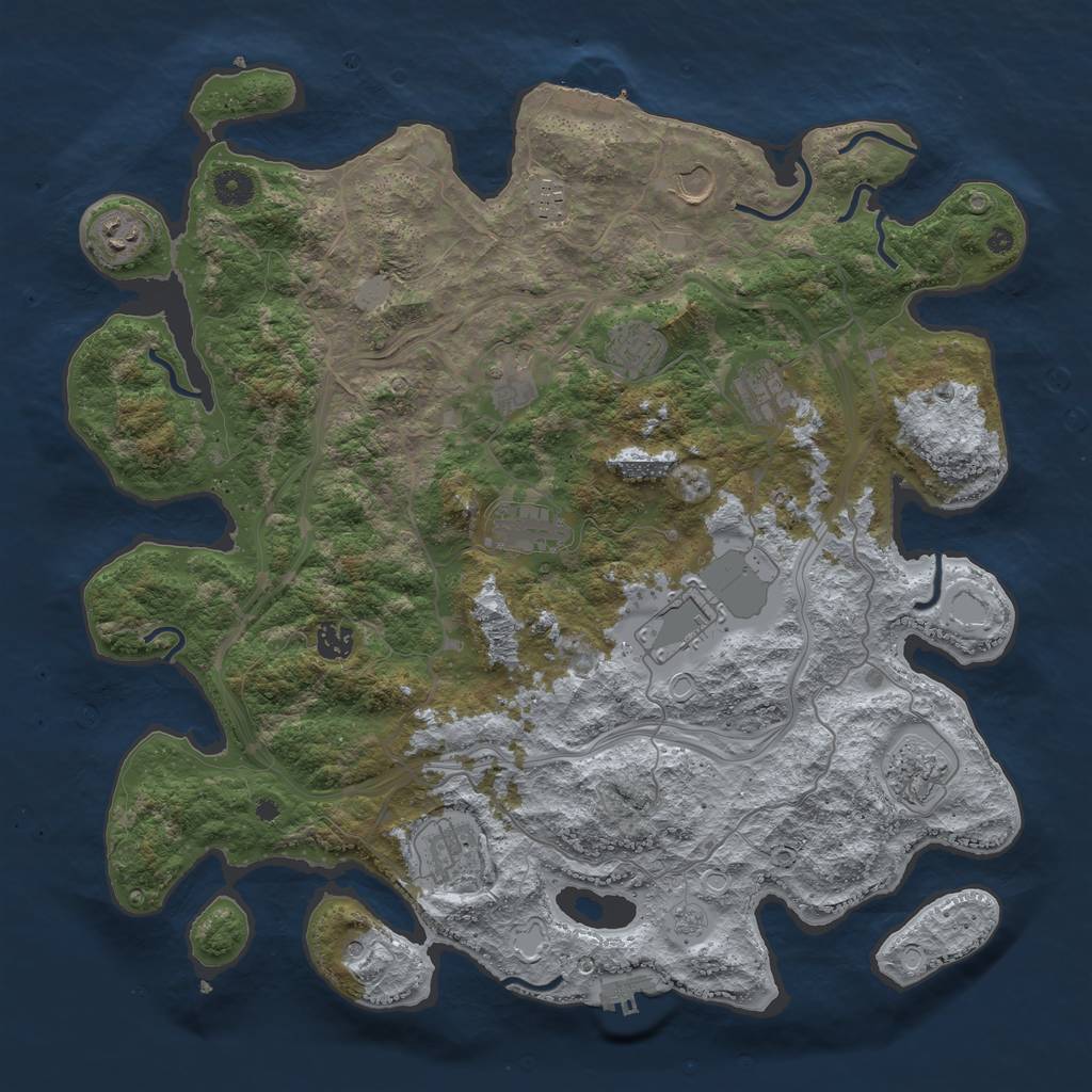 Rust Map: Procedural Map, Size: 4250, Seed: 1189669675, 20 Monuments