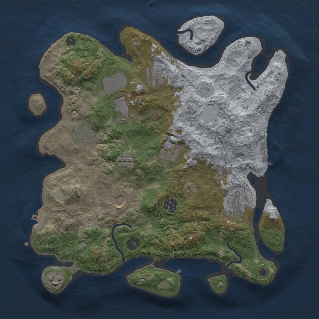 Rust Map: Procedural Map, Size: 3500, Seed: 123333311, 18 Monuments