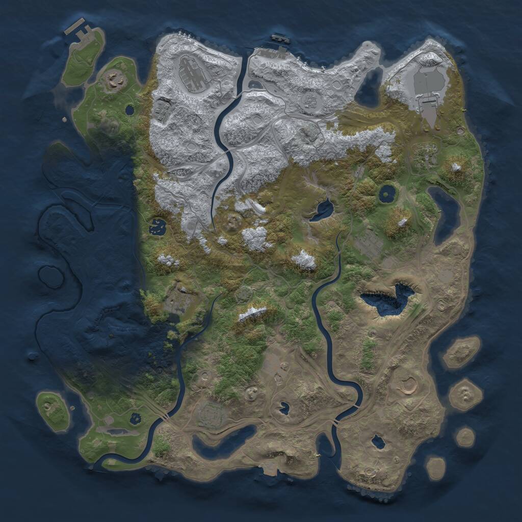 Rust Map: Procedural Map, Size: 4500, Seed: 80080, 17 Monuments