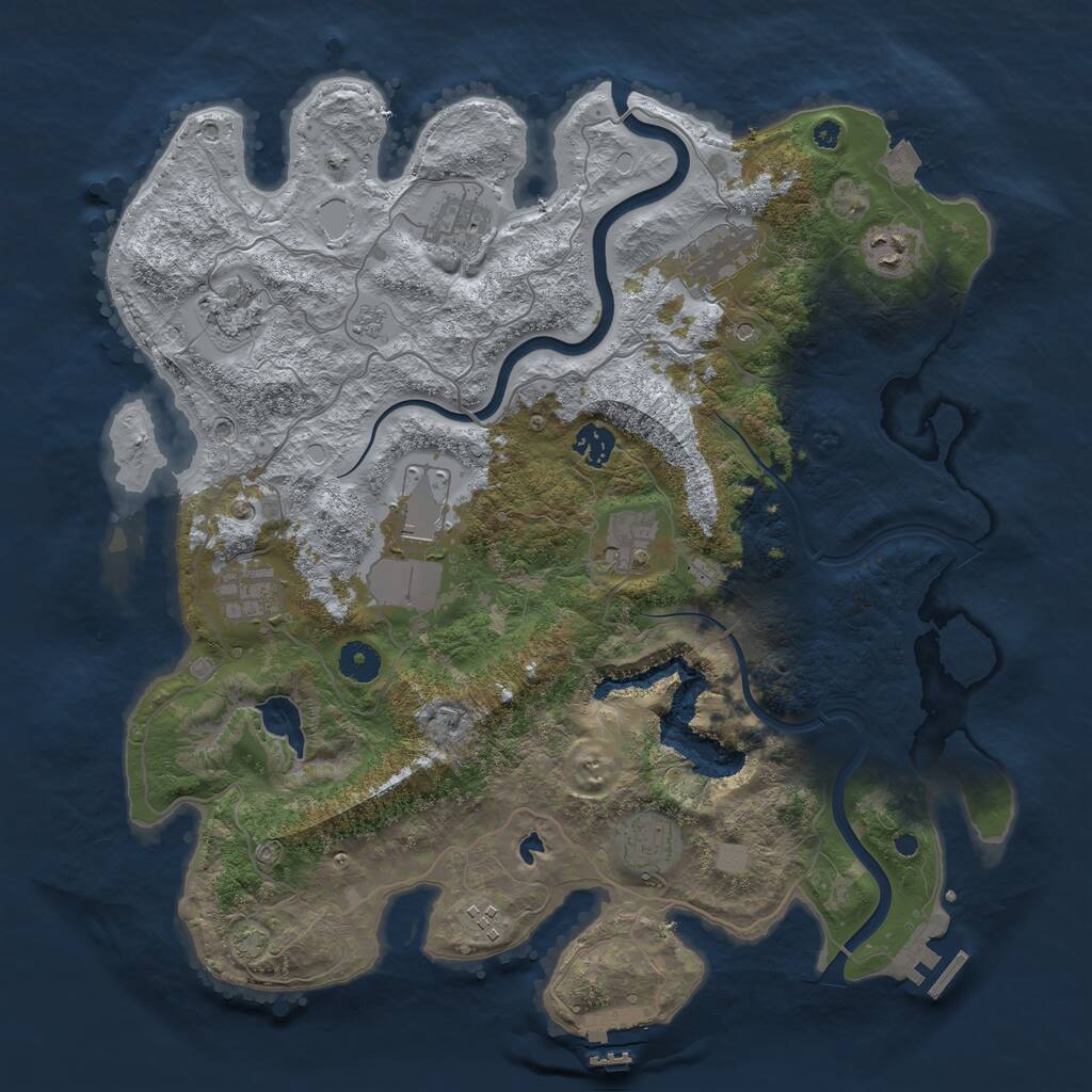 Rust Map: Procedural Map, Size: 4000, Seed: 842988339, 16 Monuments