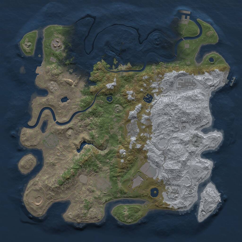 Rust Map: Procedural Map, Size: 4000, Seed: 522, 17 Monuments