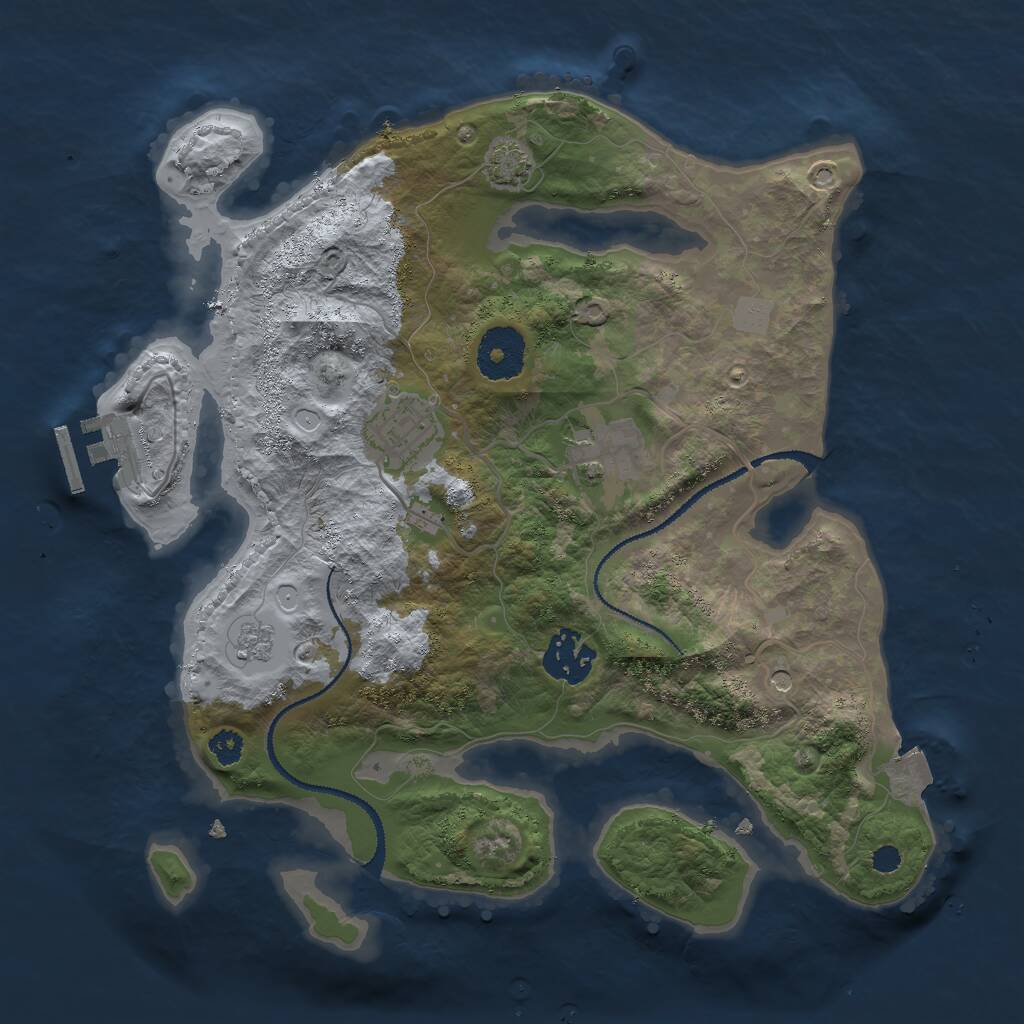 Rust Map: Procedural Map, Size: 3000, Seed: 550245898, 8 Monuments