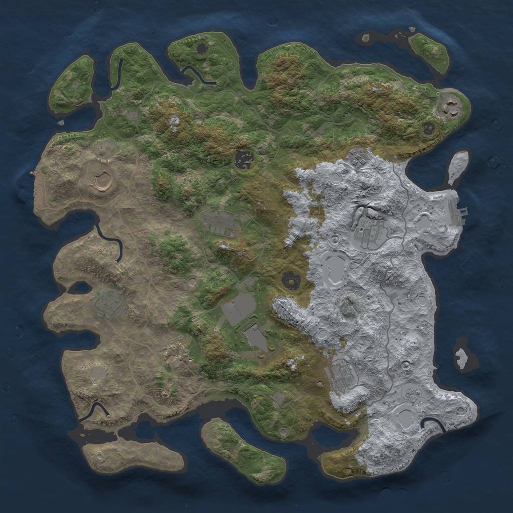 Rust Map: Procedural Map, Size: 4000, Seed: 34967, 19 Monuments