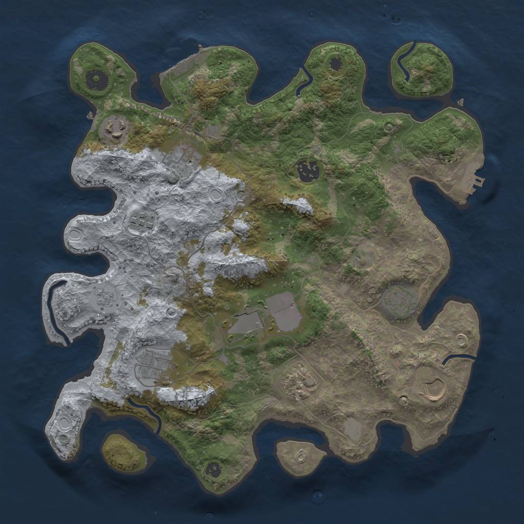 Rust Map: Procedural Map, Size: 3500, Seed: 383370058, 18 Monuments