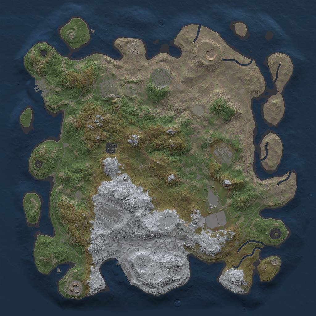 Rust Map: Procedural Map, Size: 4000, Seed: 1074119175, 18 Monuments