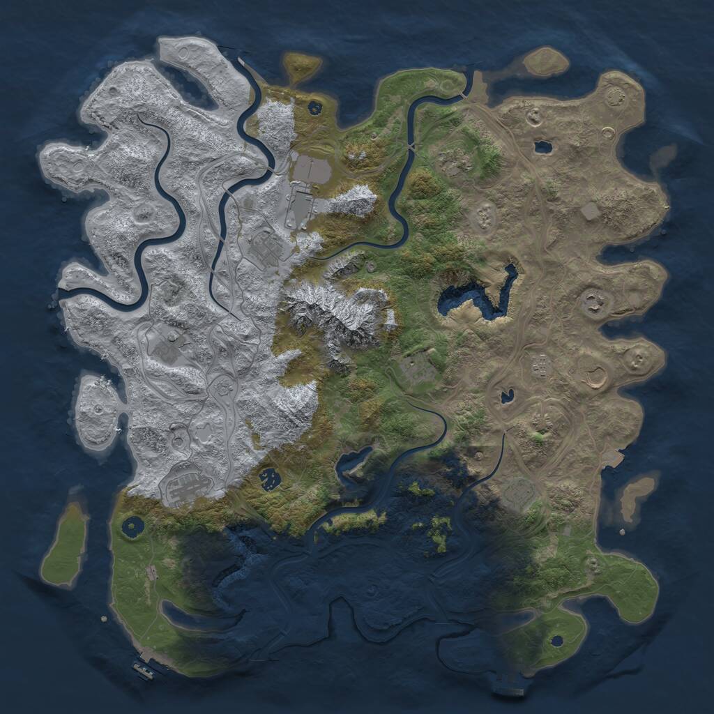 Rust Map: Procedural Map, Size: 5000, Seed: 1647348633, 17 Monuments
