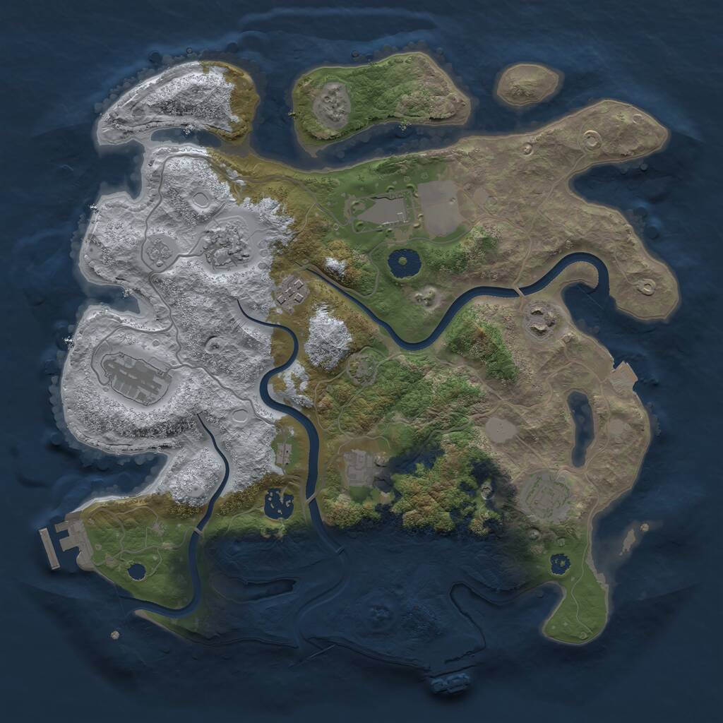 Rust Map: Procedural Map, Size: 3500, Seed: 1081380972, 14 Monuments
