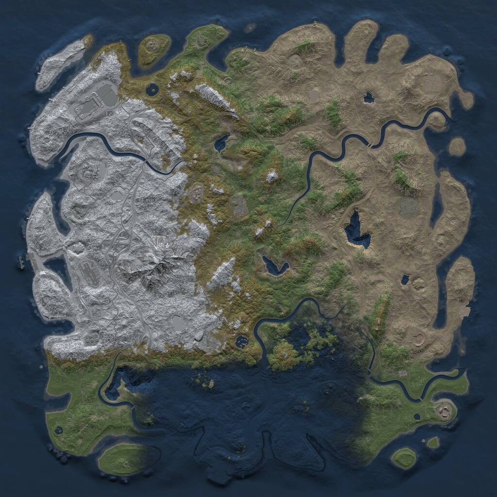Rust Map: Procedural Map, Size: 6000, Seed: 1048850169, 17 Monuments
