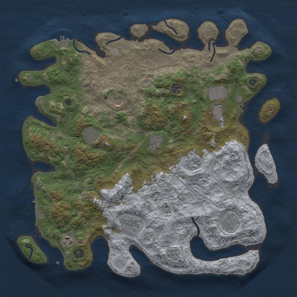 Rust Map: Procedural Map, Size: 4250, Seed: 1048430373, 19 Monuments