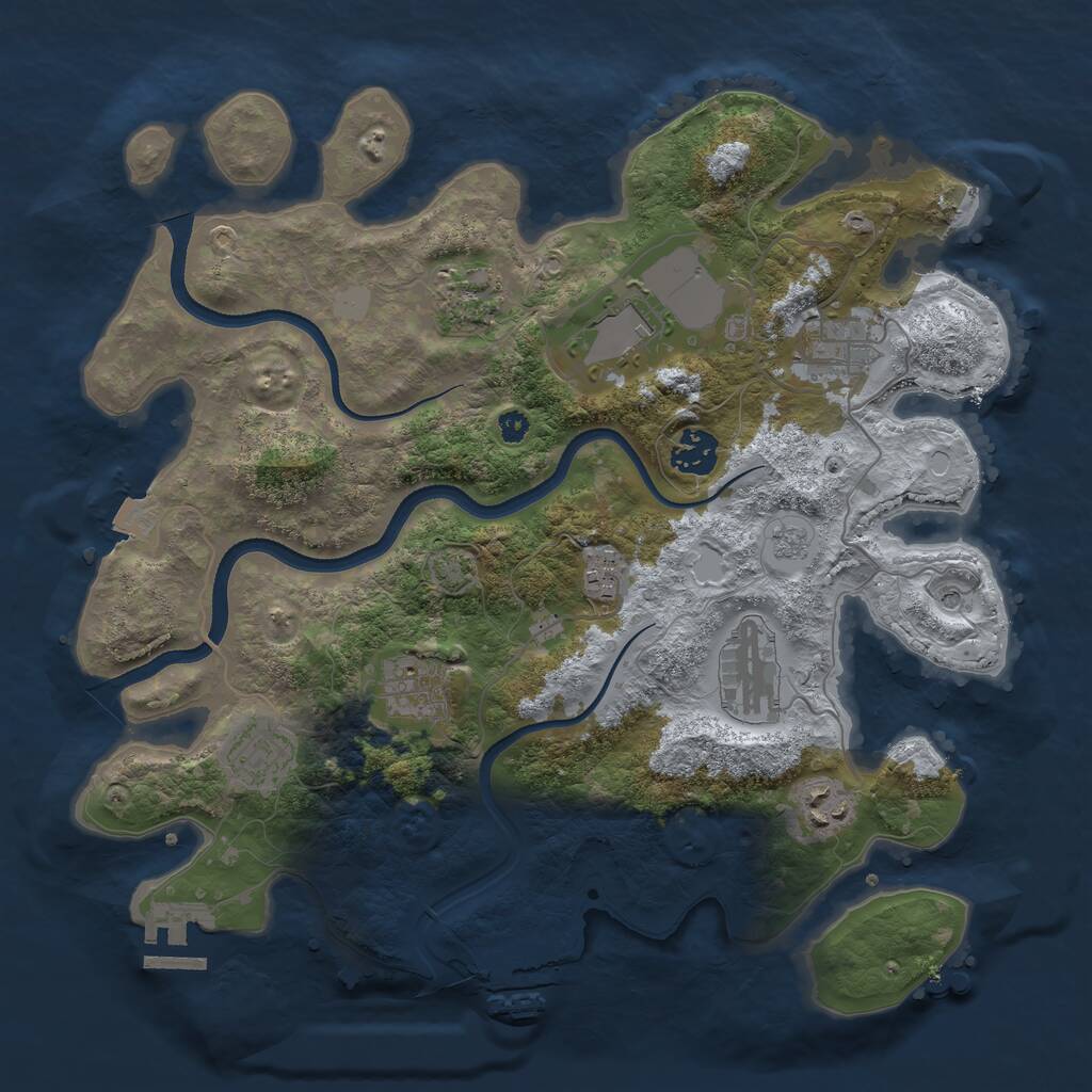 Rust Map: Procedural Map, Size: 3500, Seed: 432350, 15 Monuments
