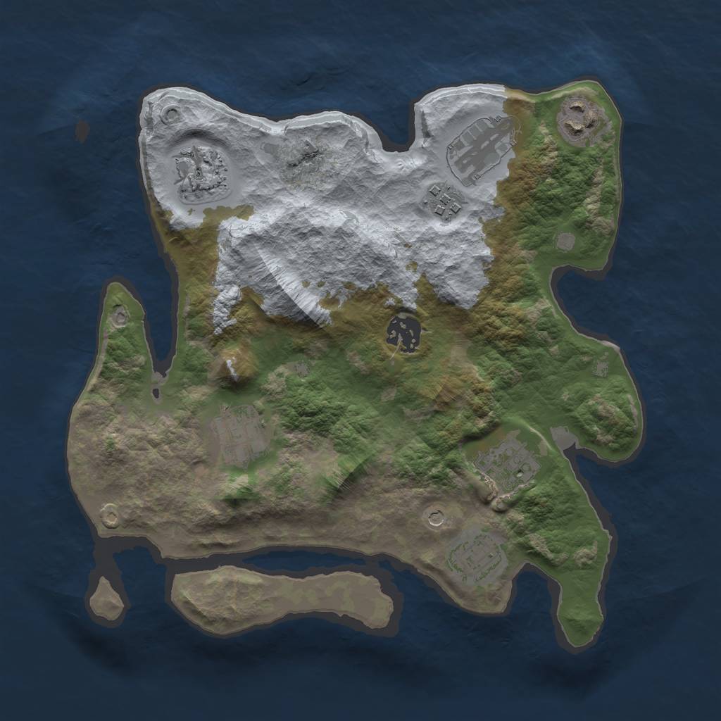 Rust Map: Barren, Size: 3000, Seed: 98977, 11 Monuments