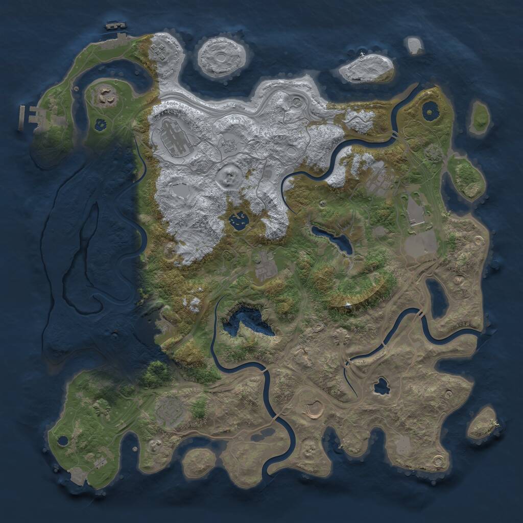 Rust Map: Procedural Map, Size: 4250, Seed: 1071329847, 16 Monuments