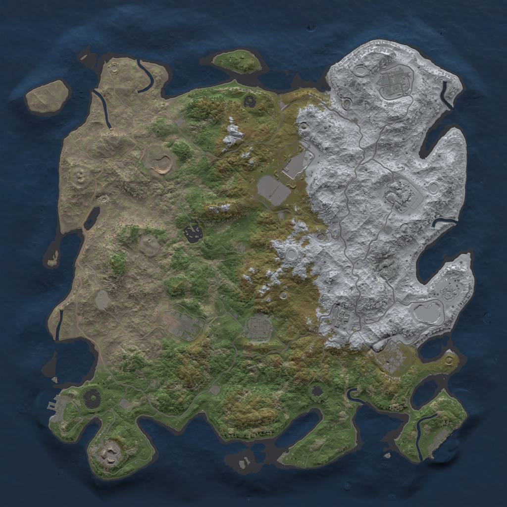 Rust Map: Procedural Map, Size: 4100, Seed: 32672122, 19 Monuments