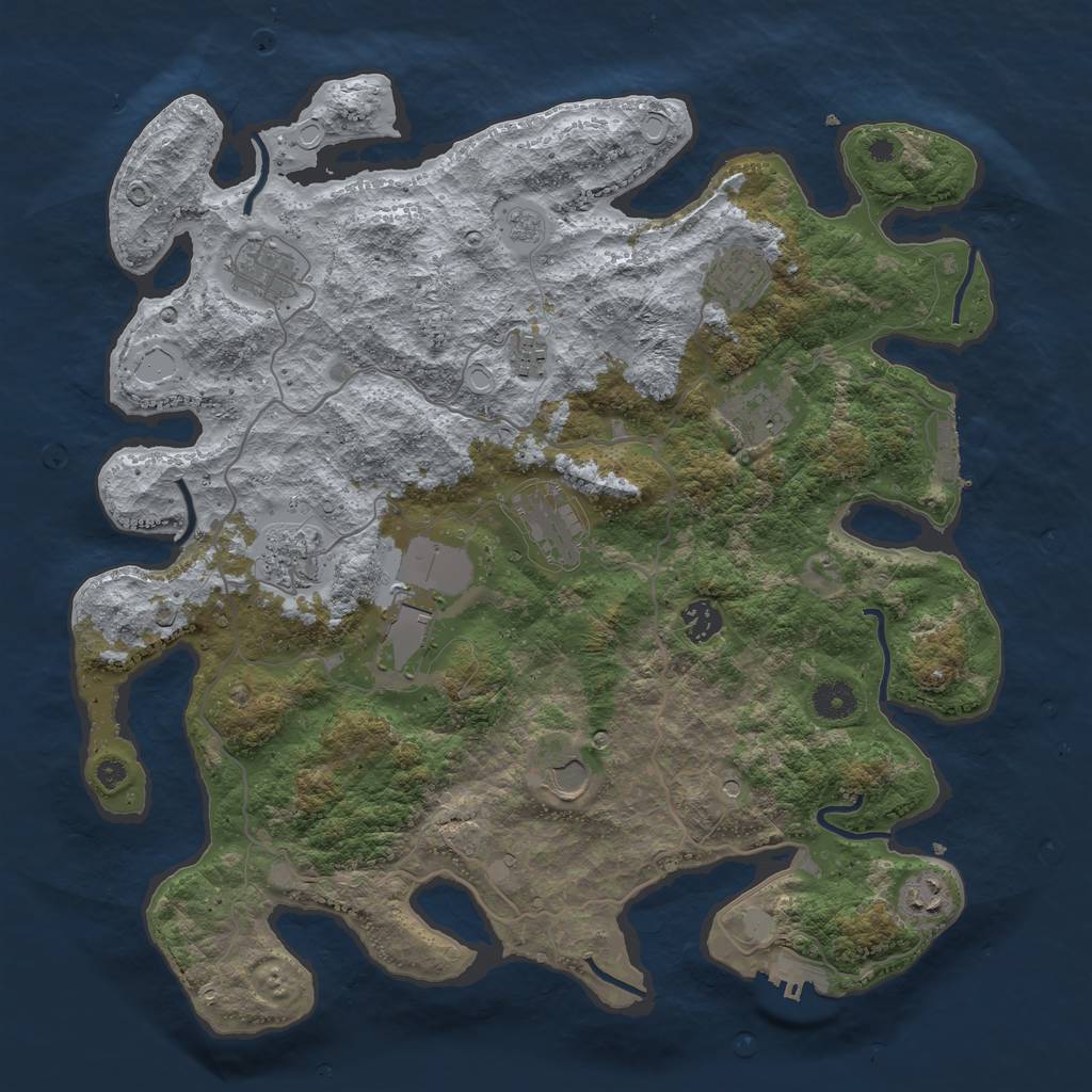 Rust Map: Procedural Map, Size: 4000, Seed: 107651, 19 Monuments