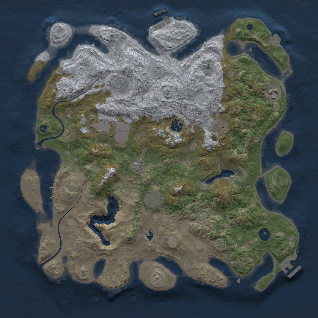 Rust Map: Procedural Map, Size: 4000, Seed: 1147879571, 13 Monuments