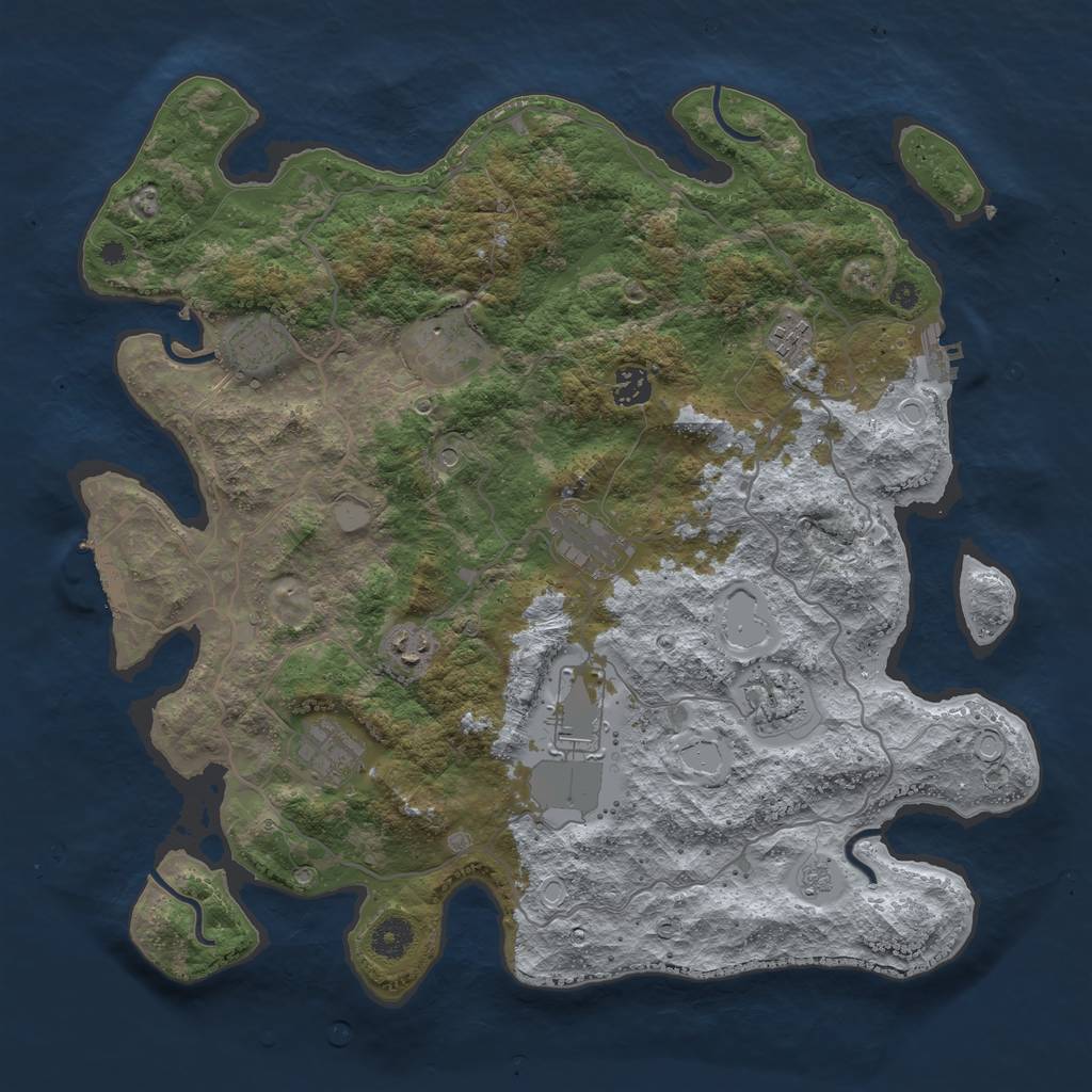 Rust Map: Procedural Map, Size: 4000, Seed: 125851, 18 Monuments