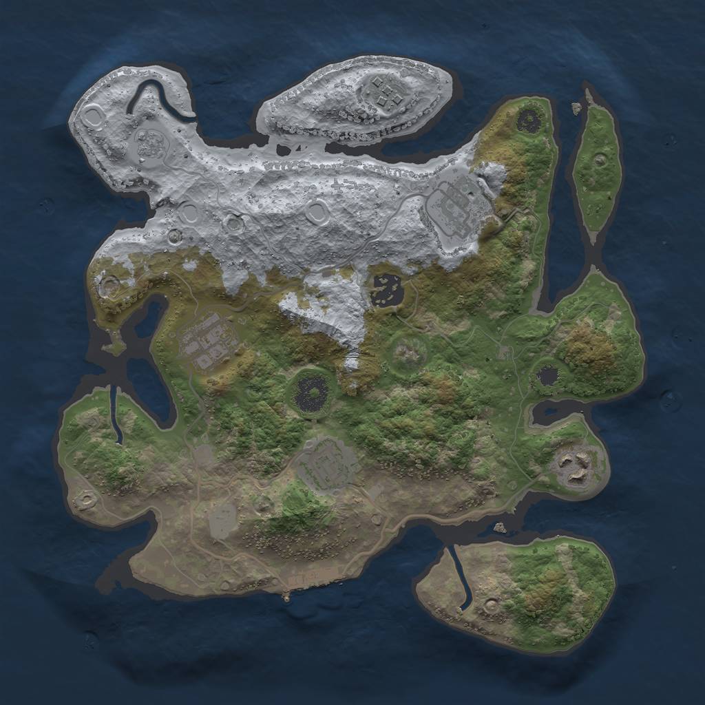 Rust Map: Procedural Map, Size: 3000, Seed: 1225861714, 13 Monuments