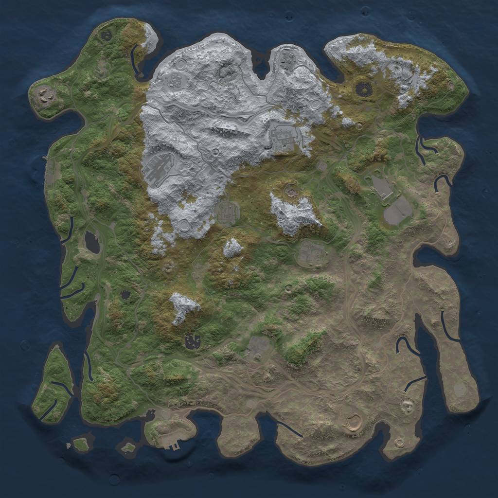 Rust Map: Procedural Map, Size: 4500, Seed: 955768586, 20 Monuments