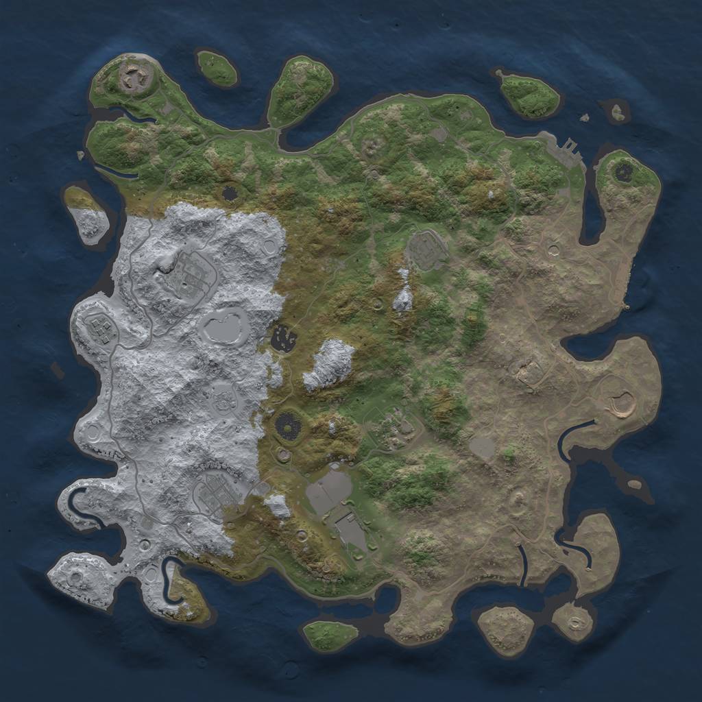 Rust Map: Procedural Map, Size: 4000, Seed: 111208032, 18 Monuments