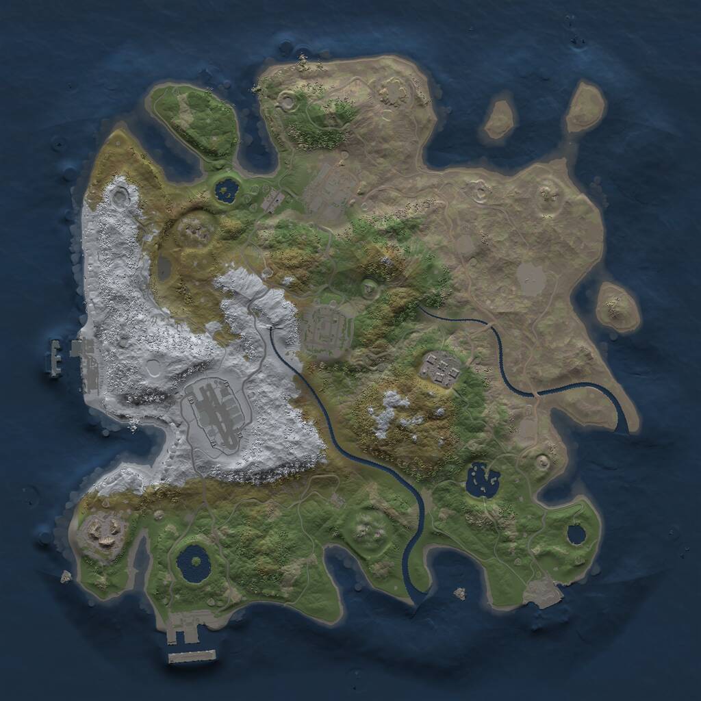 Rust Map: Procedural Map, Size: 3000, Seed: 6913480, 10 Monuments
