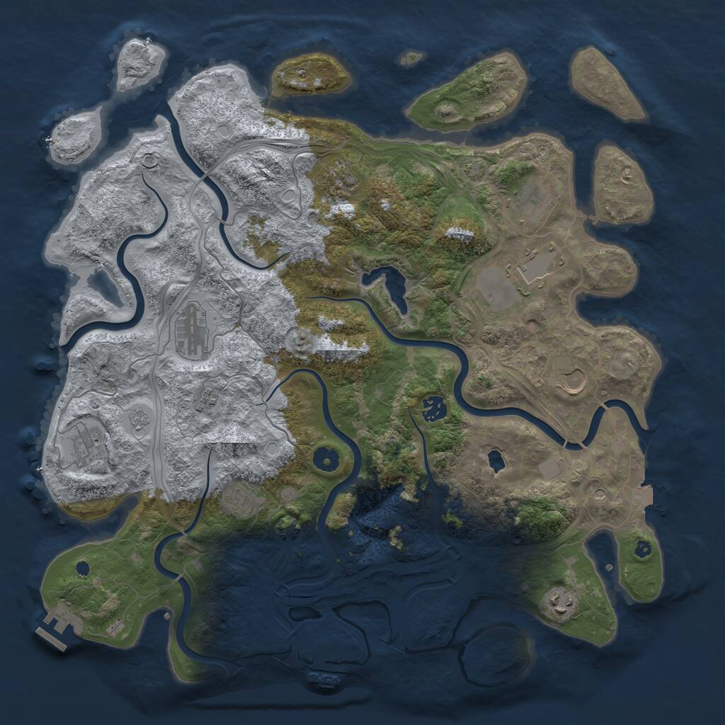 Rust Map: Procedural Map, Size: 4250, Seed: 286795878, 16 Monuments