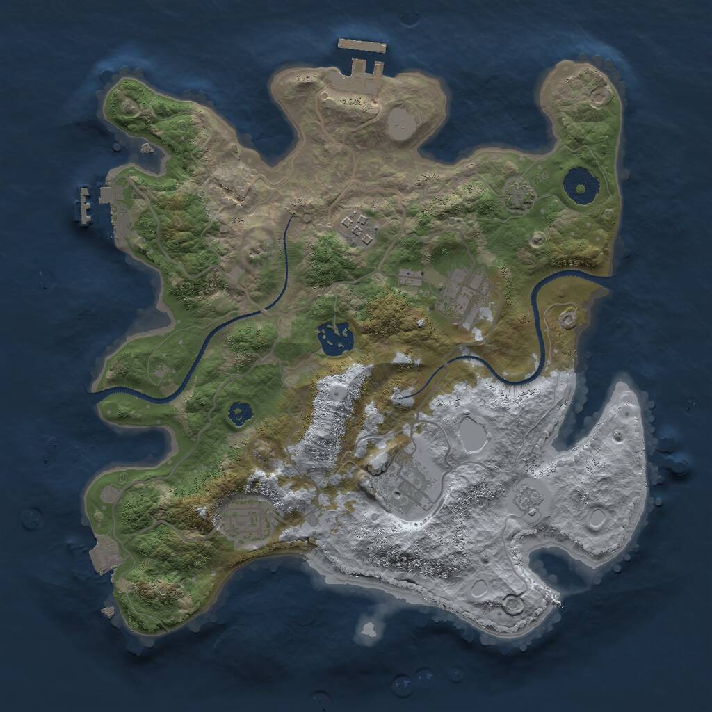 Rust Map: Procedural Map, Size: 3000, Seed: 279427, 10 Monuments